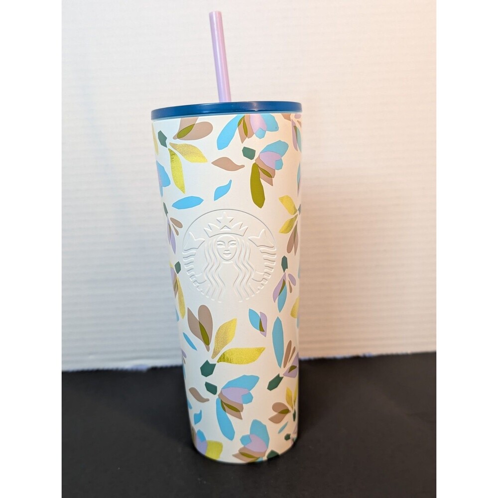 Starbucks Spring Release Snowdrop Cold Cup Steel Tumbler 24 oz. White Floral
